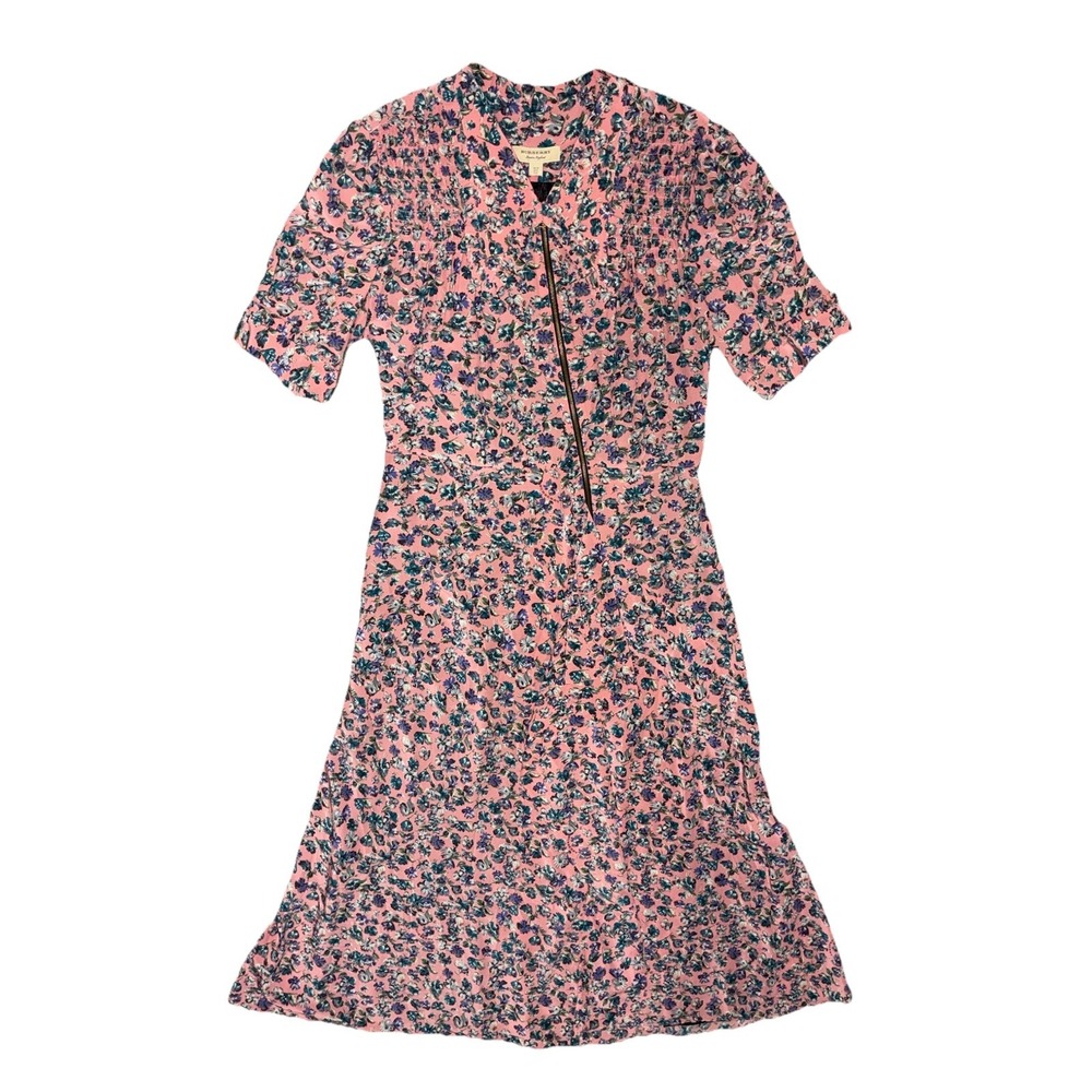 Burberry Dress Women's 8 Pale Rose Silk Floral Midi Boho Cottagecore Prairie NEW - Picture 2 of 16